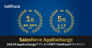 「2021年お客様から人気のあった Salesforce AppExchange アプリ」オンライン営業システム「bellFace」が金融・保険業部門1位を獲得